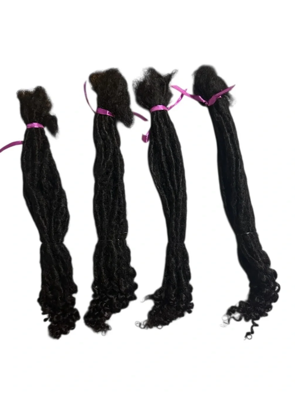 HUMAN HAIR Interlocking Loc Extensions Curly End - 1b